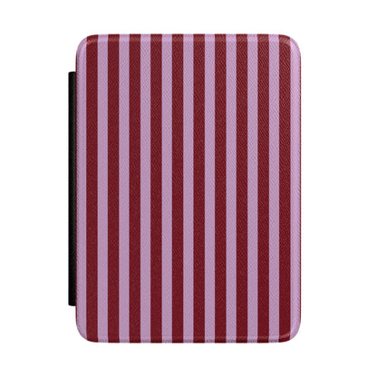 Burgundy and pink striped Kindle case