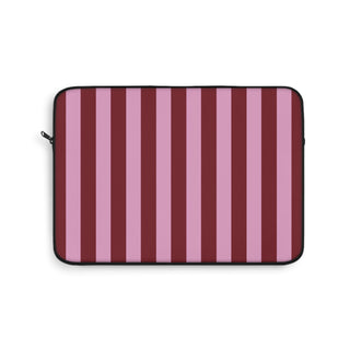 Burgundy and pink striped laptop sleeve