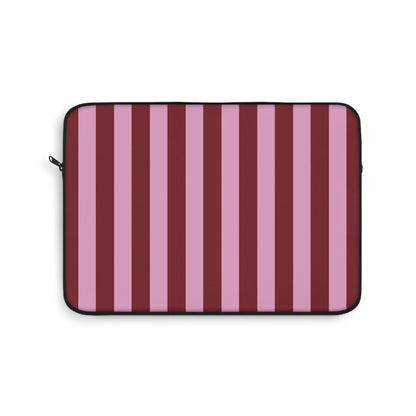 Burgundy and pink striped laptop sleeve