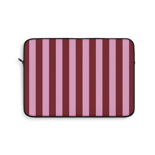 Burgundy and pink striped laptop sleeve