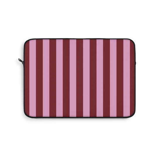 Burgundy and pink striped laptop sleeve