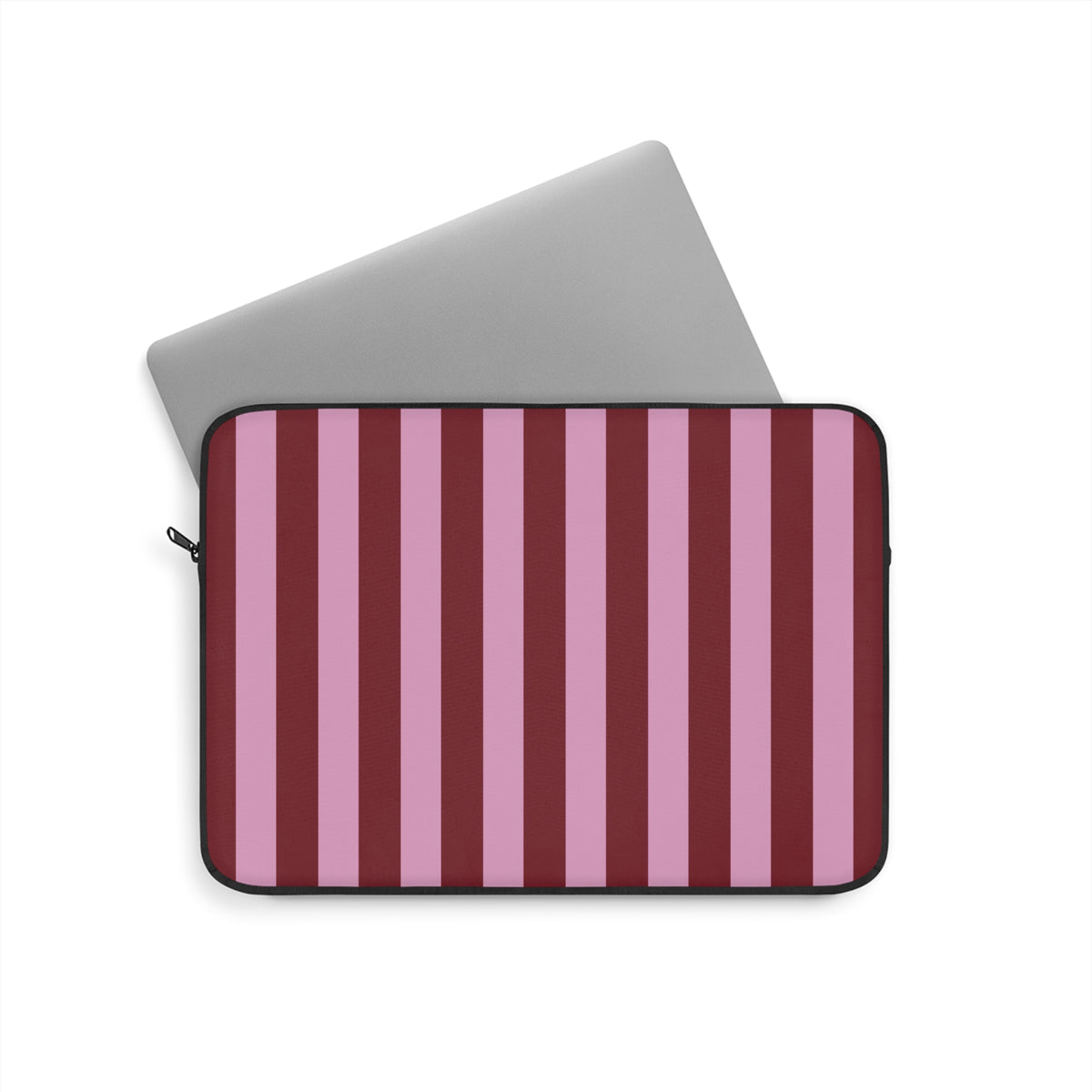 Wide stripe laptop sleeve with a black YKK zipper