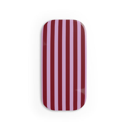 Burgundy and pink striped phone grip