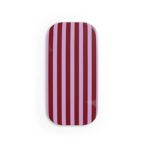 Burgundy and pink striped phone grip