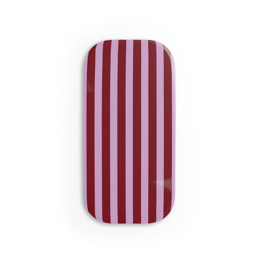 Burgundy and pink striped phone grip