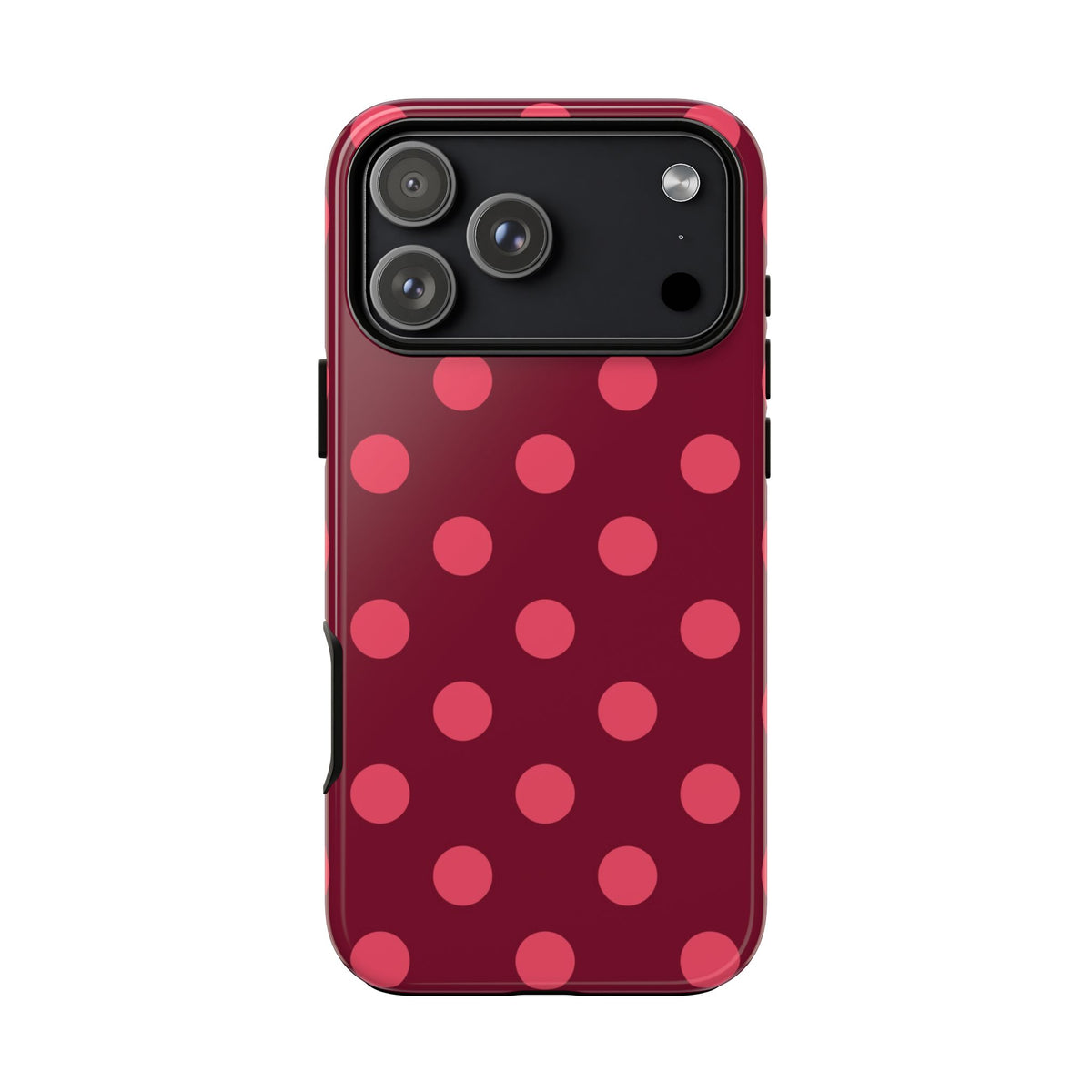 Burgundy polka dot tough phone case
