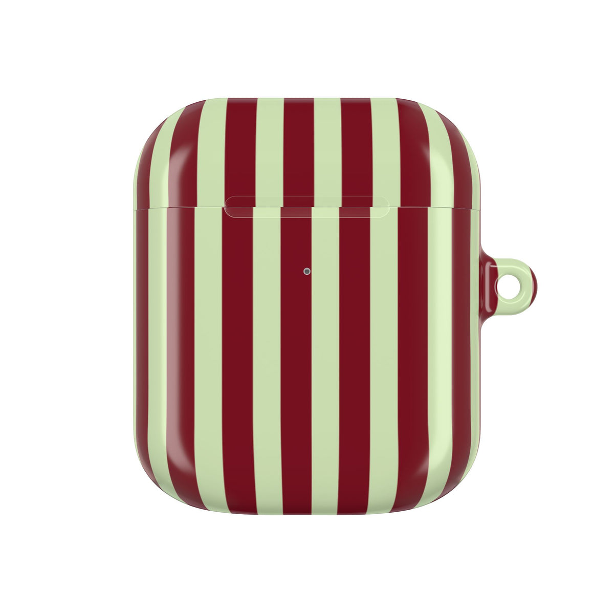 Striped AirPod case with carabiner clip
