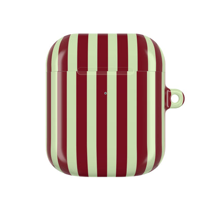 Striped AirPod case with carabiner clip
