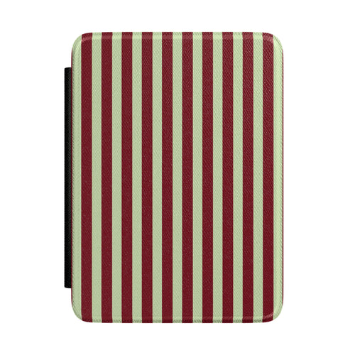 Burgundy and sage green striped Kindle case