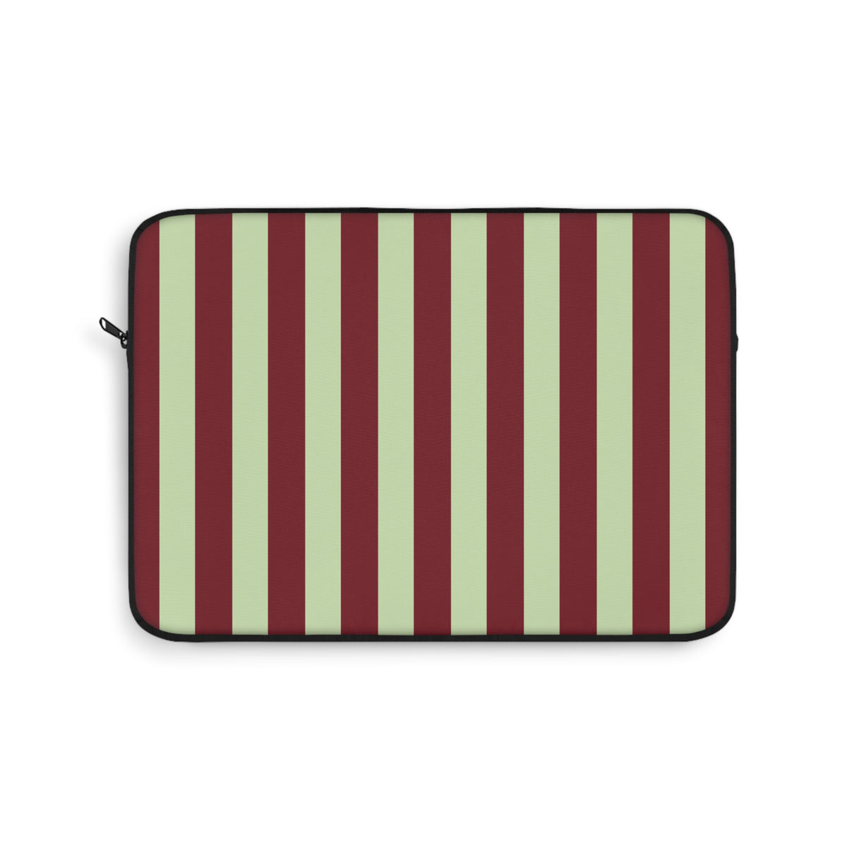 Burgundy and sage green striped laptop sleeve