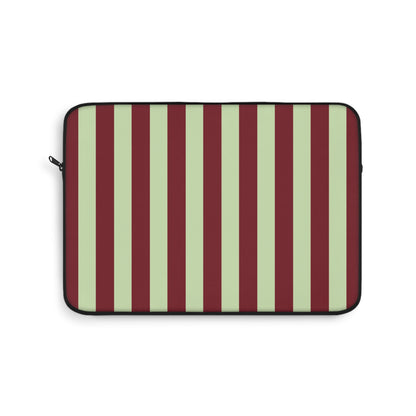 Burgundy and sage green striped laptop sleeve