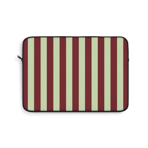 Burgundy and sage green striped laptop sleeve