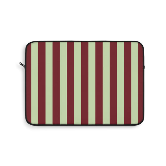 Burgundy and sage green striped laptop sleeve