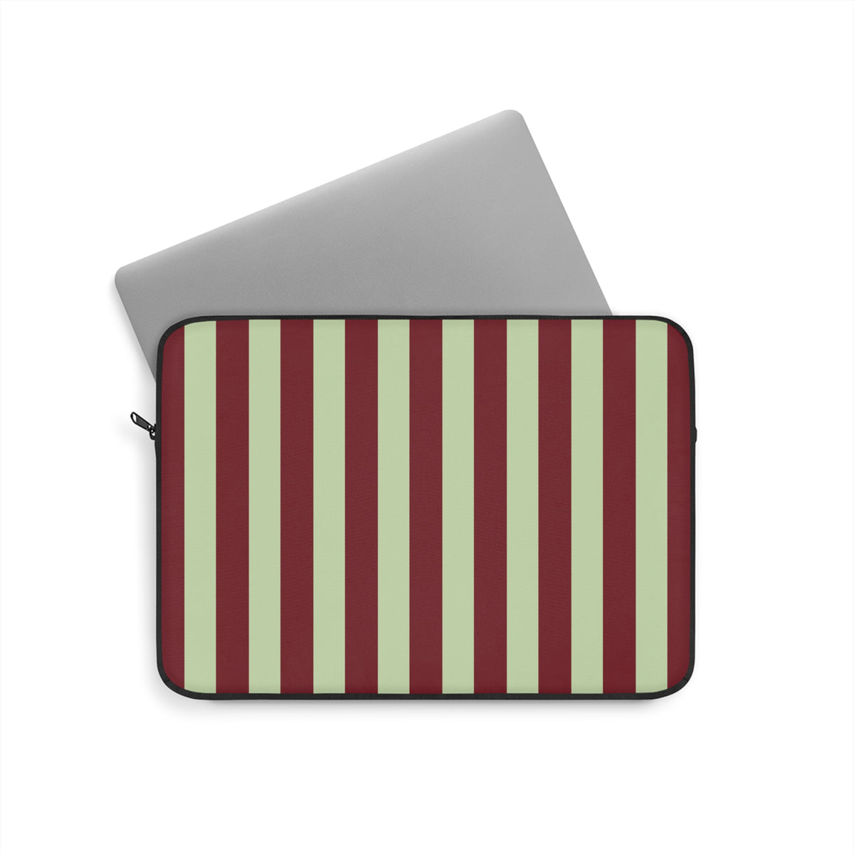 Wide stripe laptop sleeve with a black YKK zipper