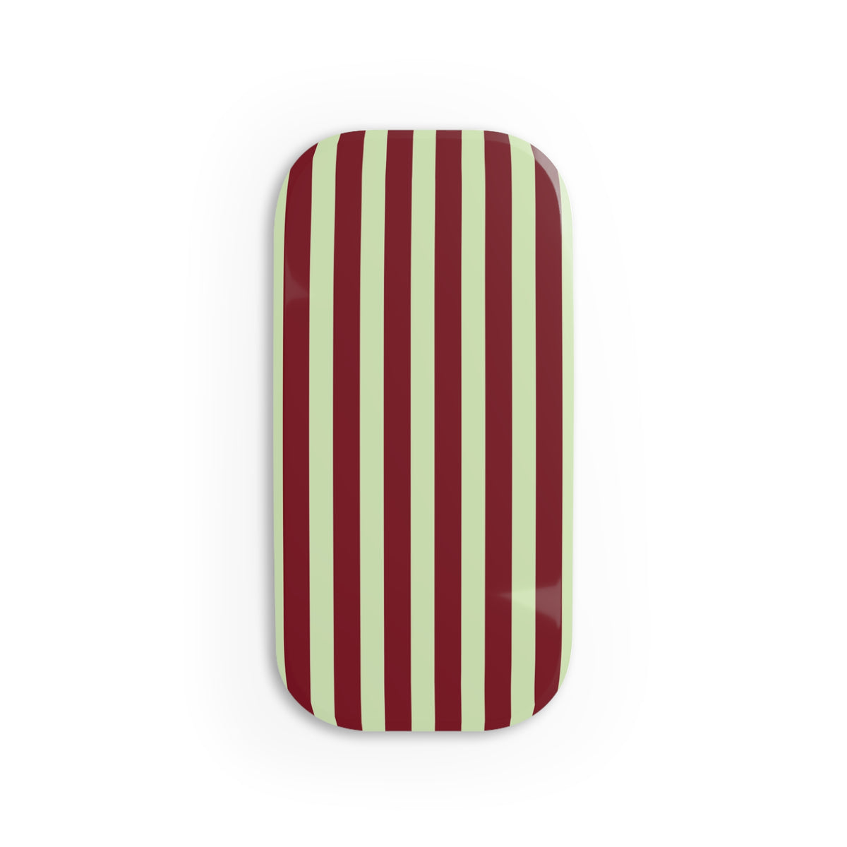 Burgundy and sage green striped phone grip