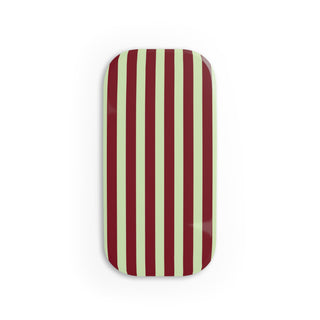 Burgundy and sage green striped phone grip