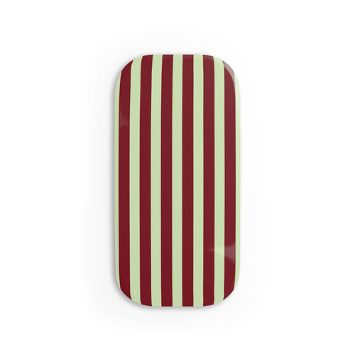 Burgundy and sage green striped phone grip
