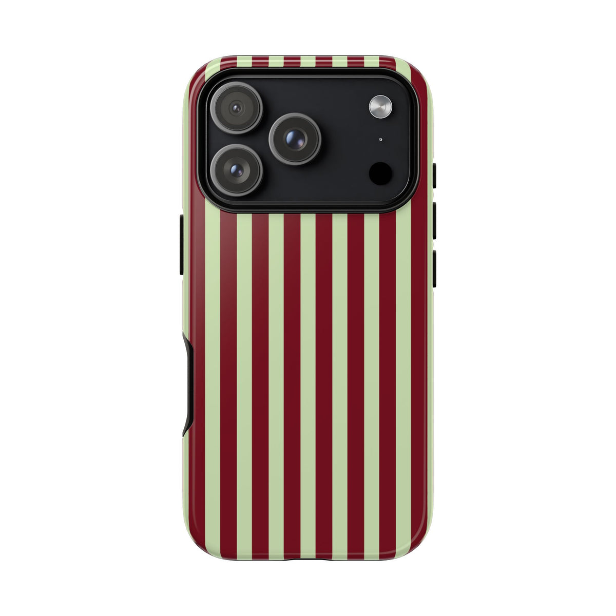 Burgundy and sage green striped tough phone case
