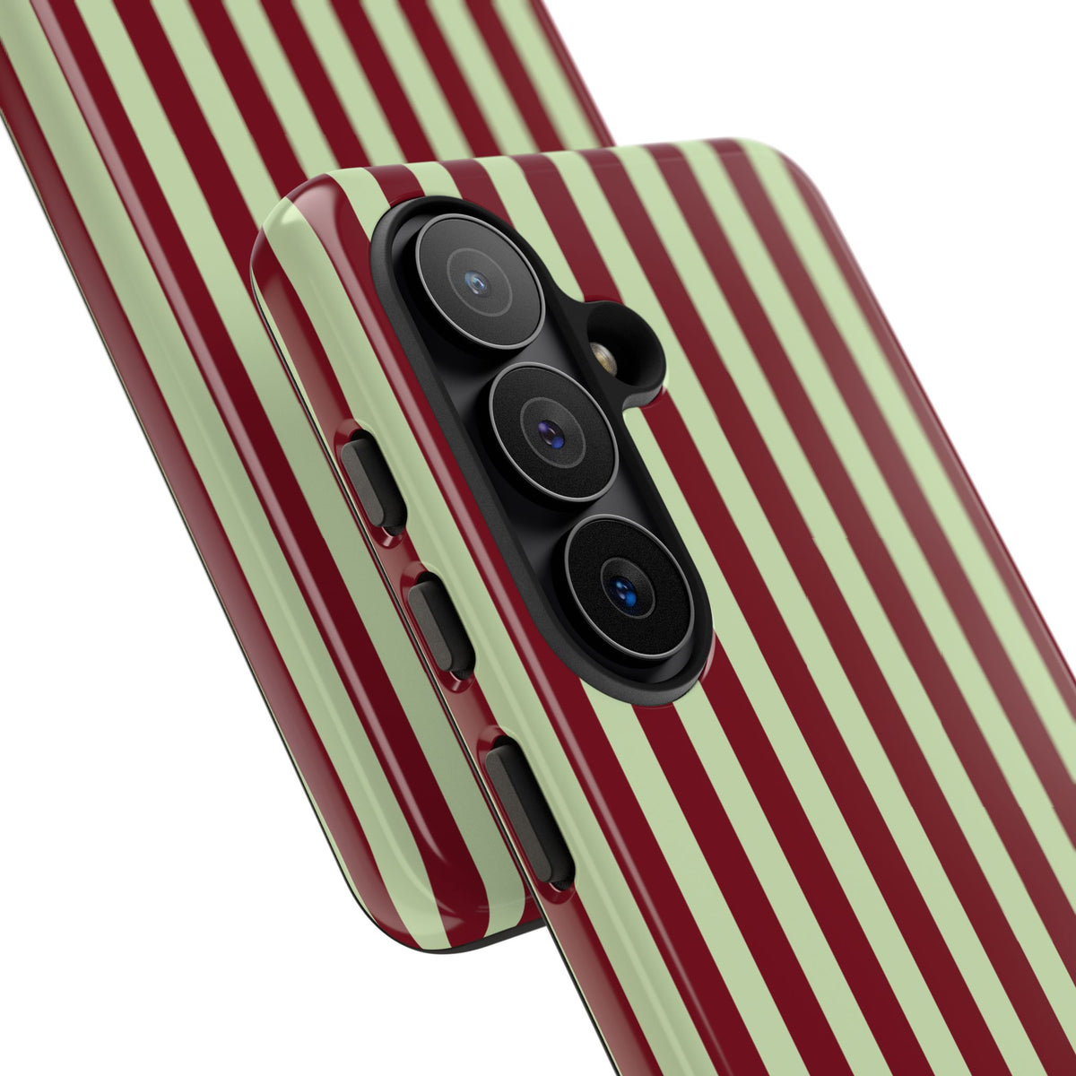 Striped tough phone case on a flat surface