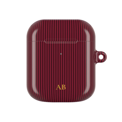 Deep wine striped AirPod case shown from the front