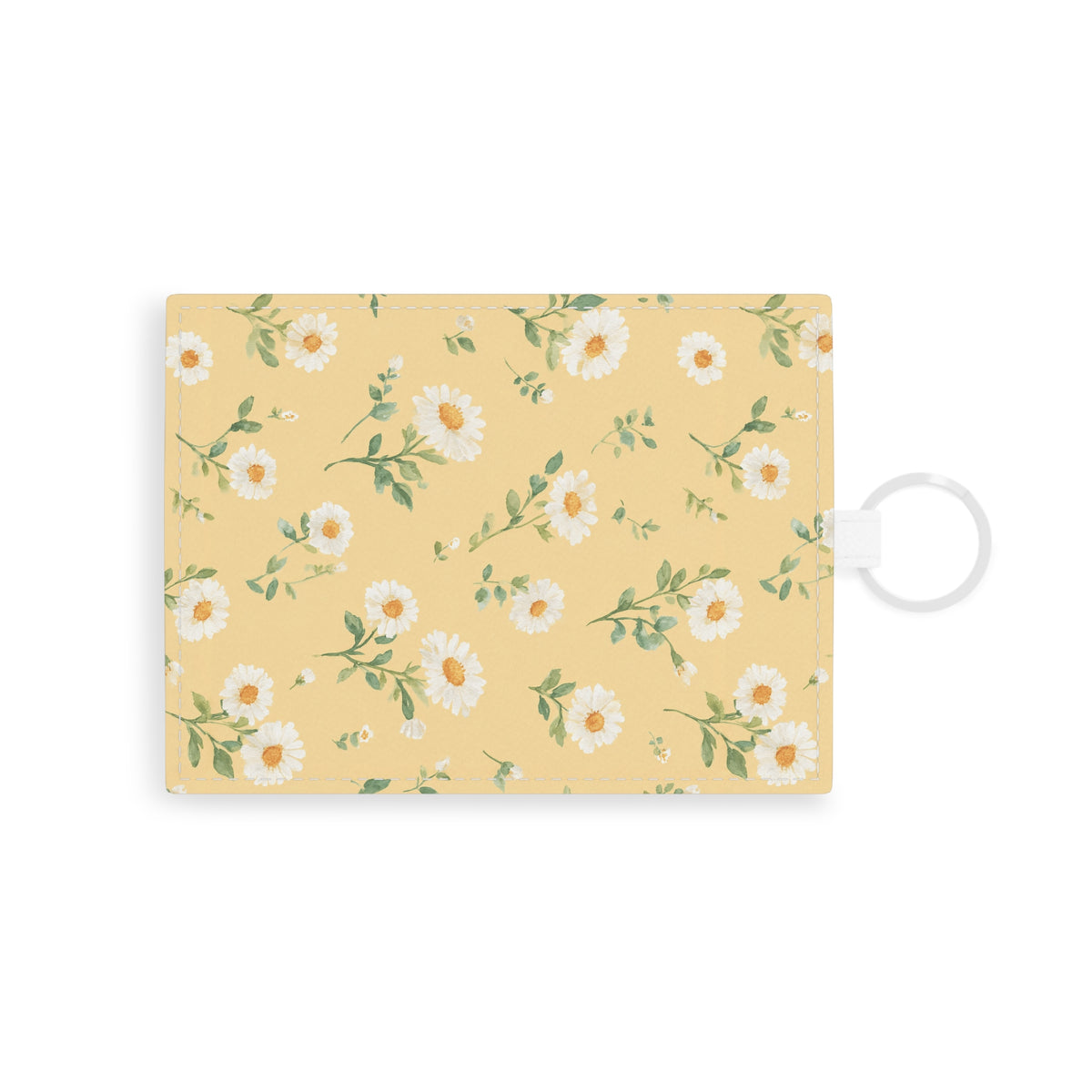 Butter yellow daisy card holder wallet with keyring