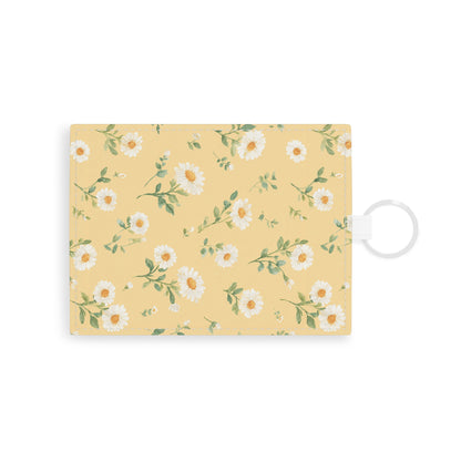 Butter yellow daisy card holder wallet with keyring