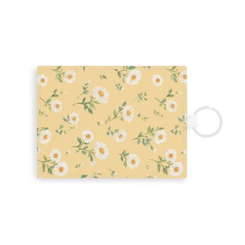 Butter yellow daisy card holder wallet with keyring