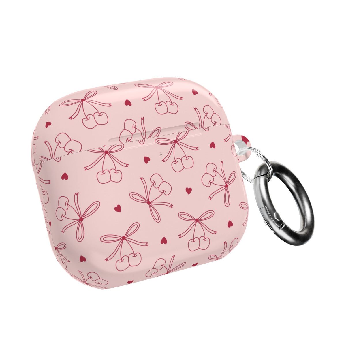 Cherry bow AirPod case in soft pink