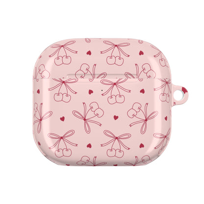 Cherry bow AirPod case with the lid open