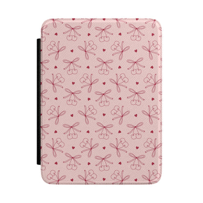 Cherry bow Kindle case in blush pink