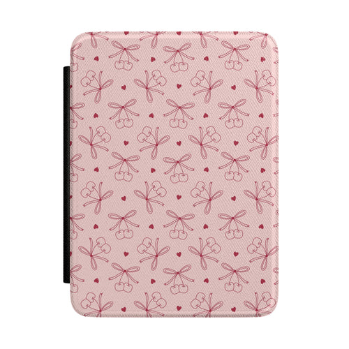 Cherry bow Kindle case in blush pink