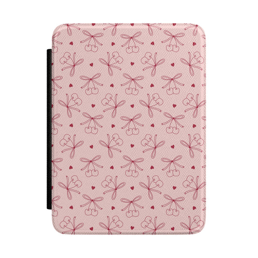Cherry bow Kindle case in blush pink
