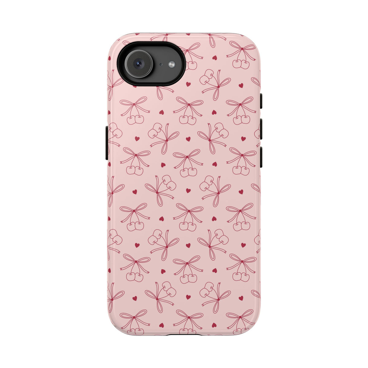 Cherry bow tough phone case with dual-layer shell