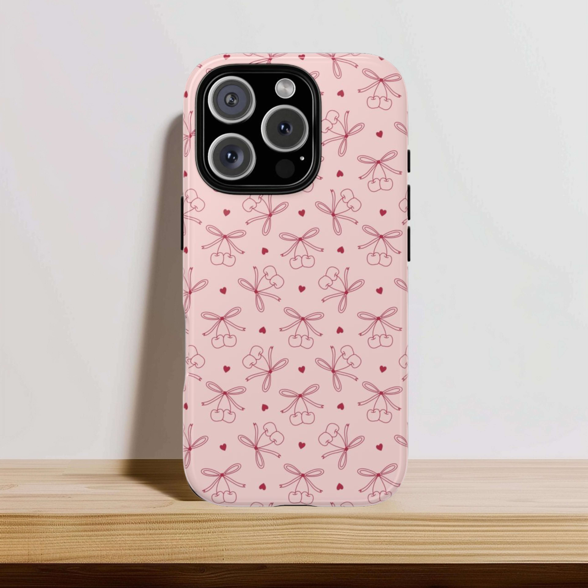 Cherry bow pattern in pink and raspberry