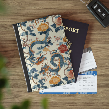 Chinoiserie dragon passport cover held in hand