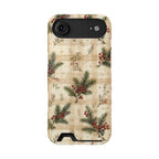 Christmas pine plaid phone case with card slot, alternate view