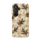 Christmas pine plaid tough phone case, back view