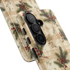 Christmas plaid tough phone case, detail of the print
