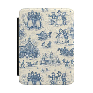 Christmas toile Kindle case in blue and cream