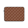 Cinnamon polka dot laptop sleeve, peach dots on warm cinnamon brown