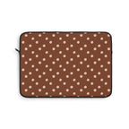 Cinnamon polka dot laptop sleeve, peach dots on warm cinnamon brown