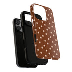 Cinnamon polka dot tough phone case, glossy or matte