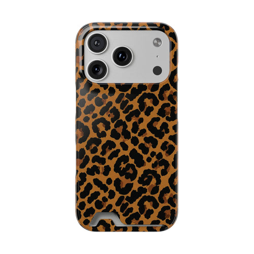Classic leopard print phone case with a card slot