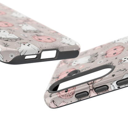 Coquette Halloween tough phone case showing dual-layer edge