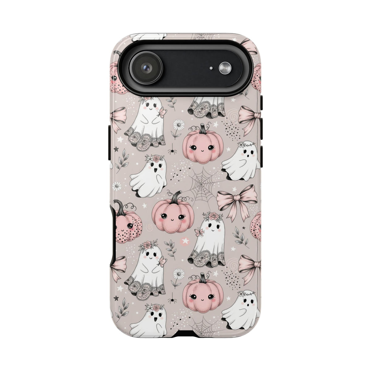 Halloween phone case with ghosts, bows and tiny florals