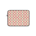 Coral checkered laptop sleeve, front view