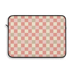 Pink and cream checkerboard laptop sleeve