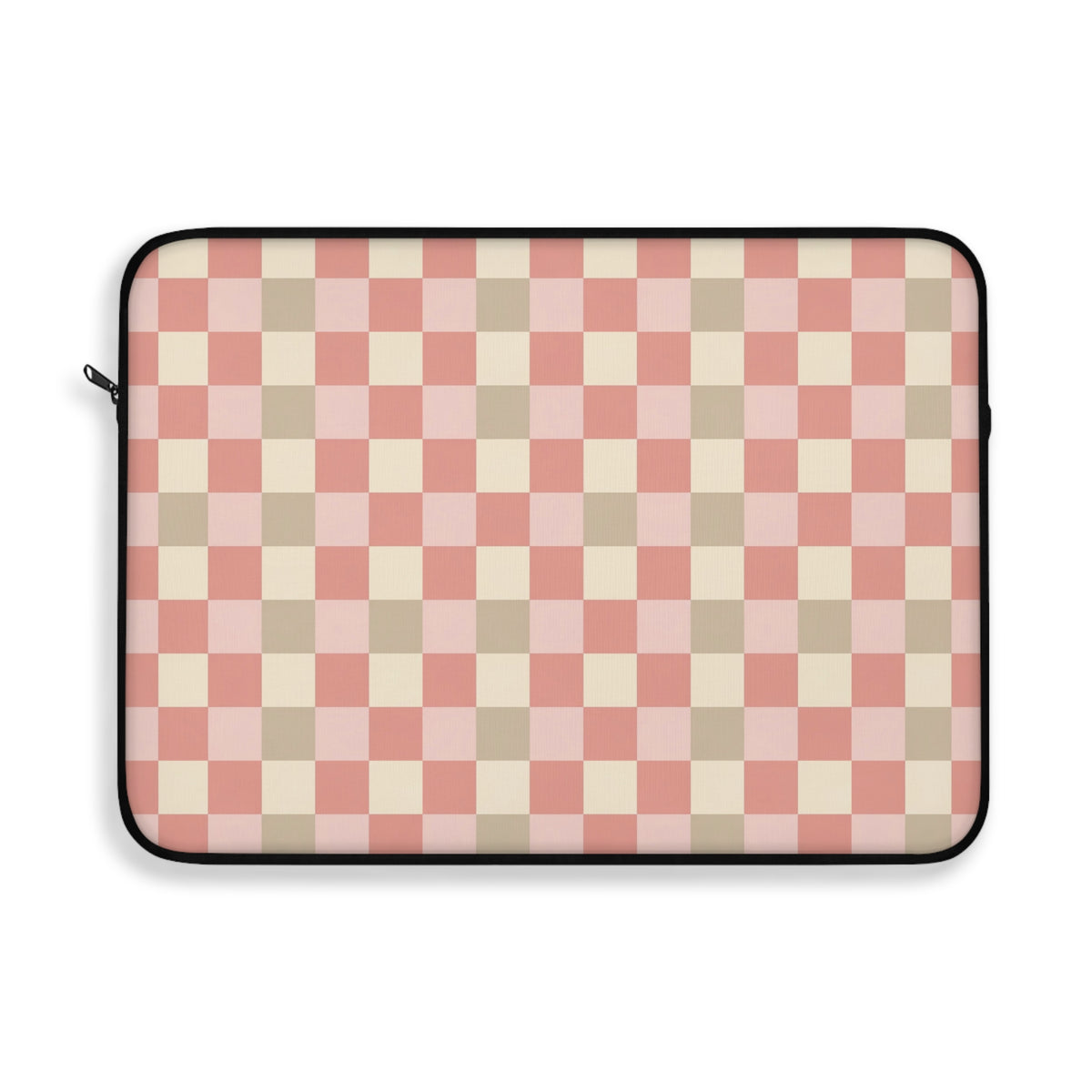 Pink and cream checkerboard laptop sleeve
