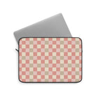 Coral pink checkered laptop sleeve for 12, 13 and 15 inch laptops