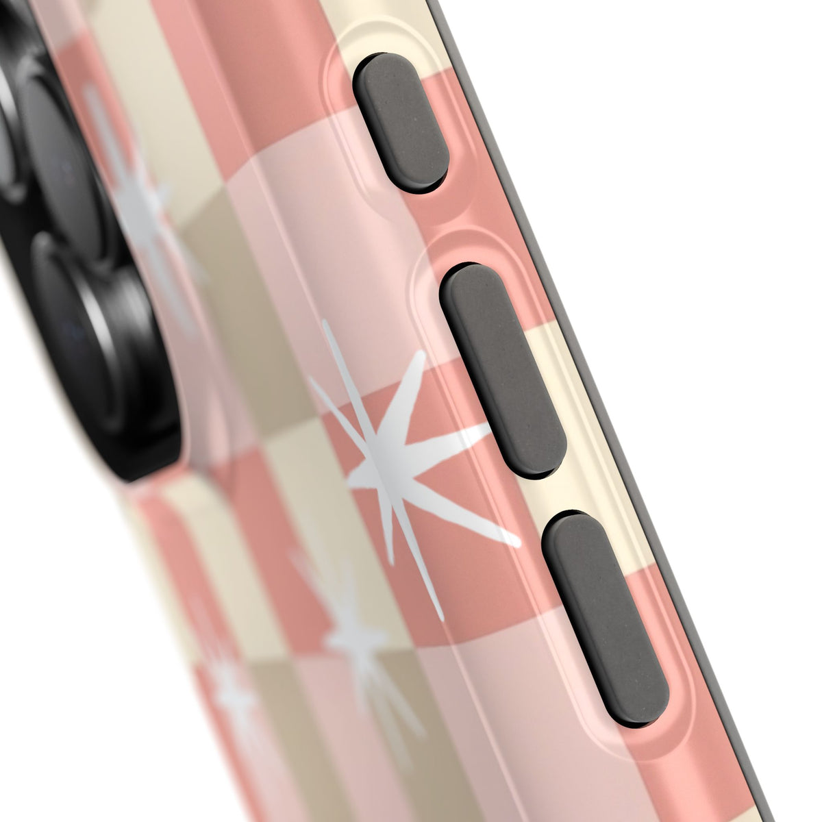 Coral checkered MagSafe case, edge detail